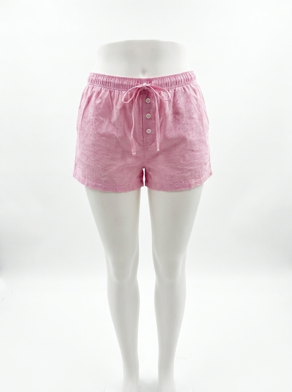 NEW LE LIS women's beachside checkered shorts in pink